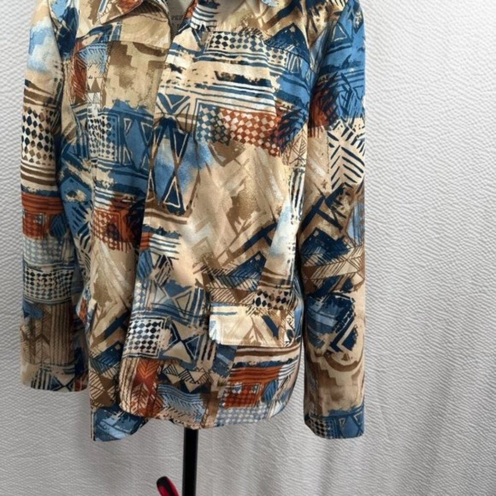 Alfred Dunner Abstract Super Soft Southwestern Full Zip Lined Pockets Jacket - Picture 3 of 9
